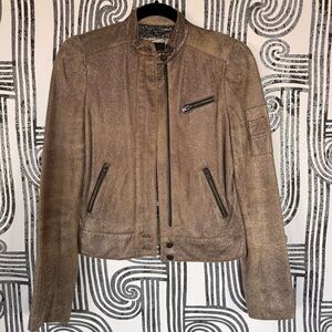 Kelly Wearstler Metallic Bronze Leather Jacket Size S